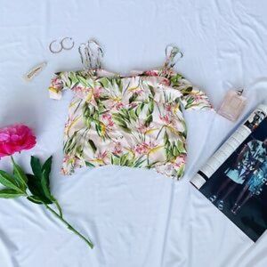 Tropical Zara Off the Shoulder Top